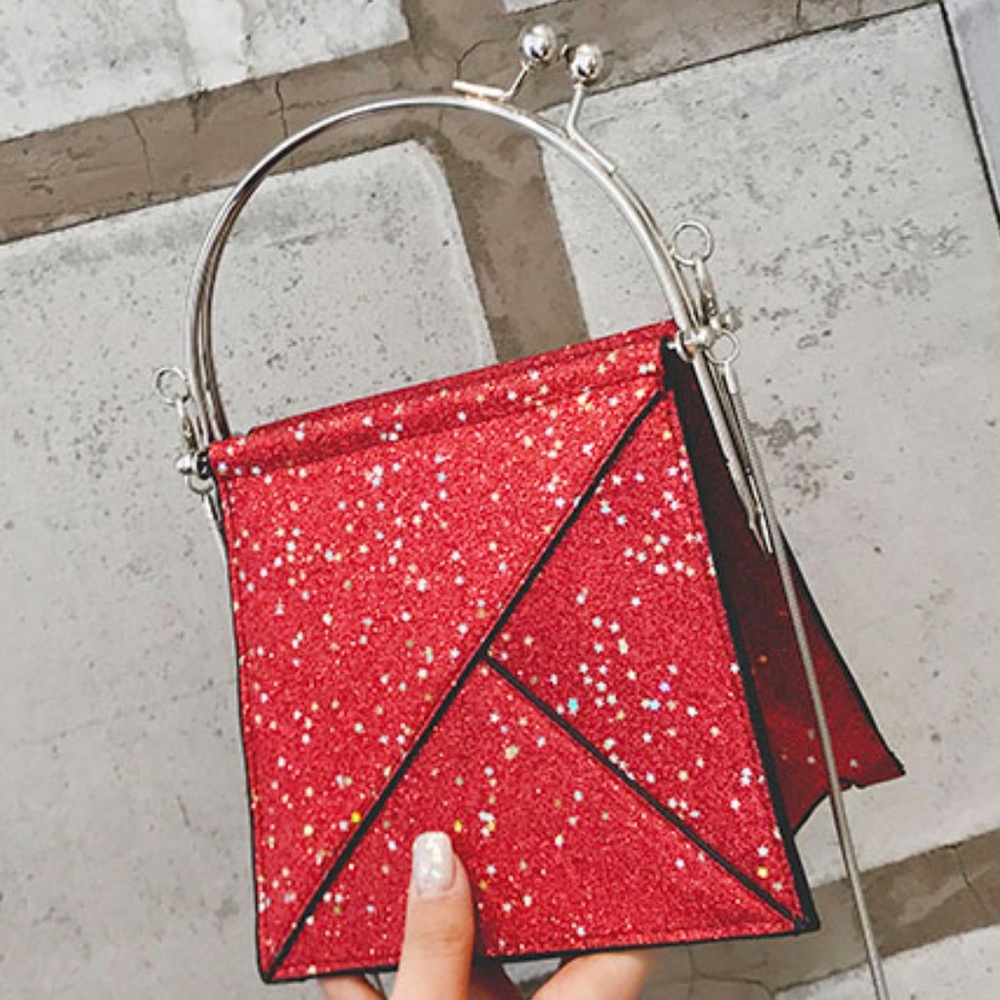 ❤️HP❤️New! Red Glitter Top Handle Crossbody Bag - Picture 5 of 8